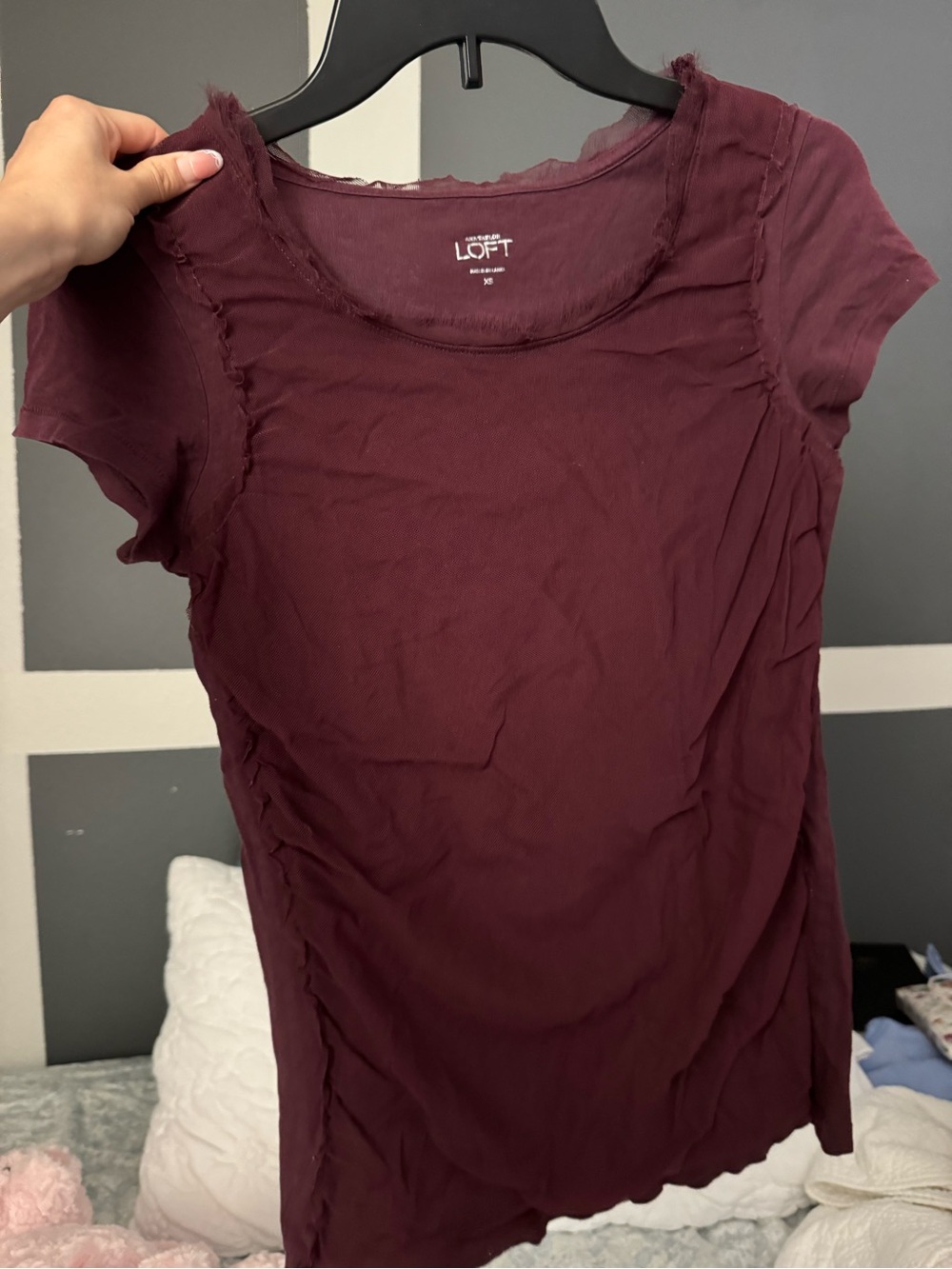 LOFT Women's Short Sleeve Top in Deep Wine